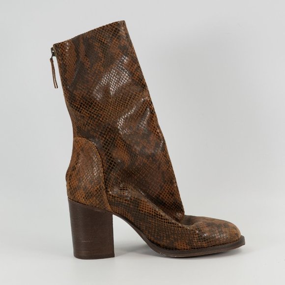 Free People Elle Block Heel Snakeskin Boots Slouchy US Women's size 9 / EUR 39 - Picture 3 of 7